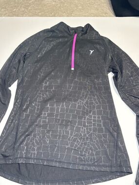 Old Navy Black Swim Coverup with Pink Half-Zip